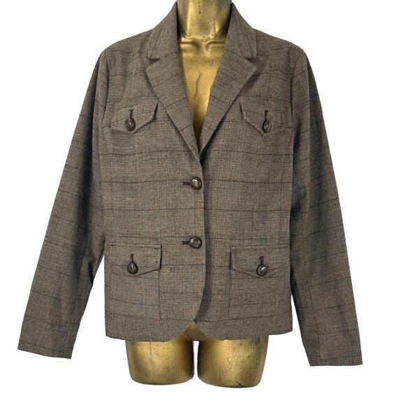 Y2K Tweed Jacket 12 Petite Elbow Patches Teacher Academia Capsule Office - Picture 2 of 7